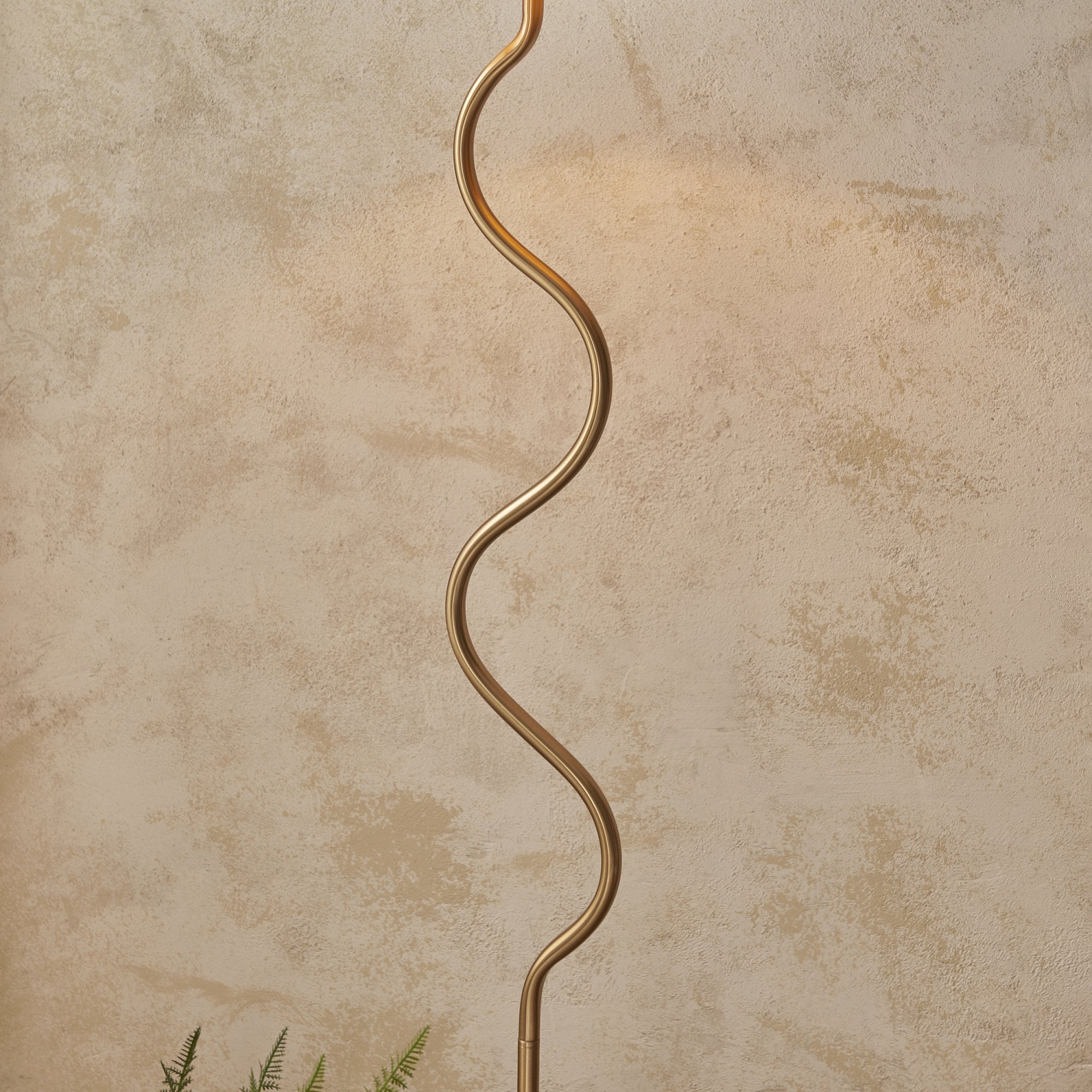 114224 Wriggle Floor Lamp Aged Brass & Natural Shade