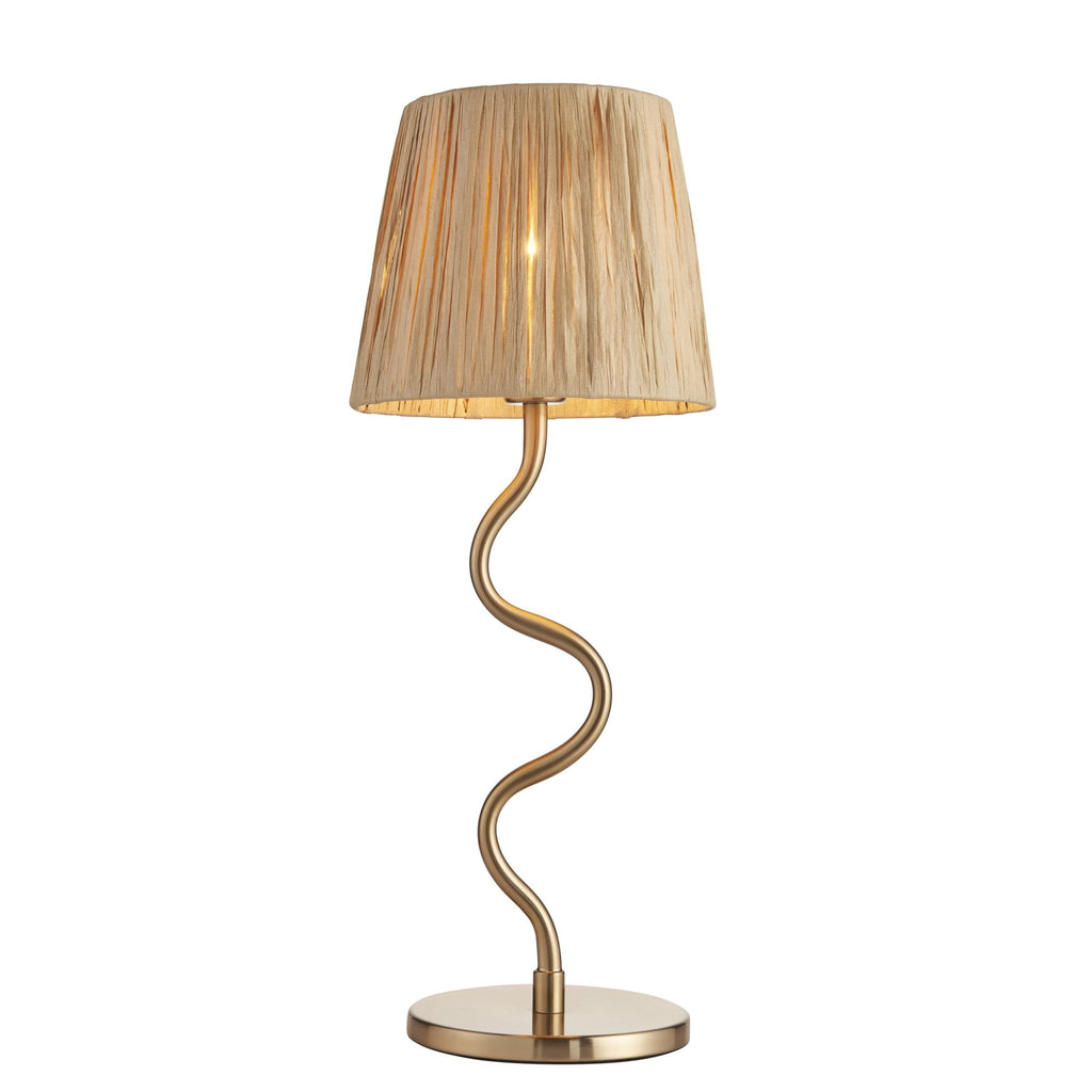 114225 Wriggle Table Lamp Aged Brass & Natural Shade