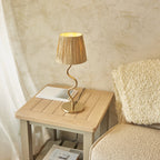 114225 Wriggle Table Lamp Aged Brass & Natural Shade