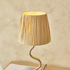 114225 Wriggle Table Lamp Aged Brass & Natural Shade
