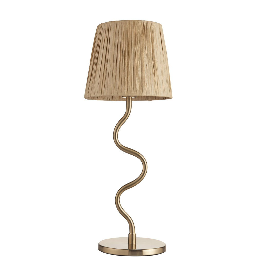 114225 Wriggle Table Lamp Aged Brass & Natural Shade