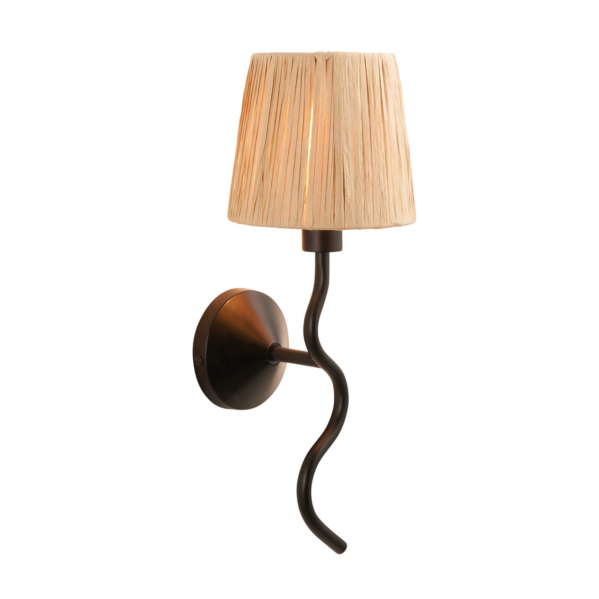 114226 Wriggle Wall Light Black & Natural Shade