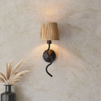 114226 Wriggle Wall Light Black & Natural Shade