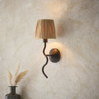 114226 Wriggle Wall Light Black & Natural Shade