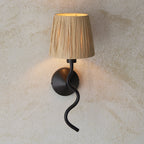 114226 Wriggle Wall Light Black & Natural Shade
