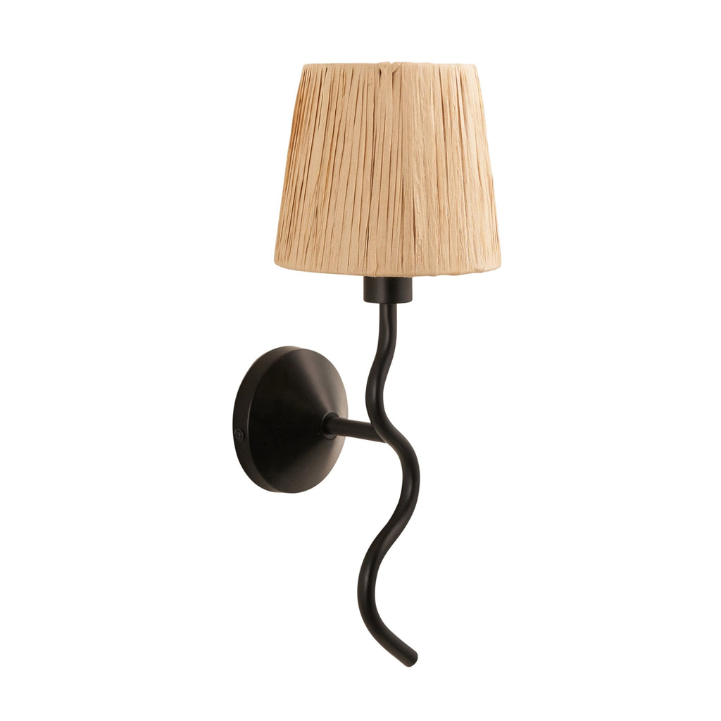 114226 Wriggle Wall Light Black & Natural Shade