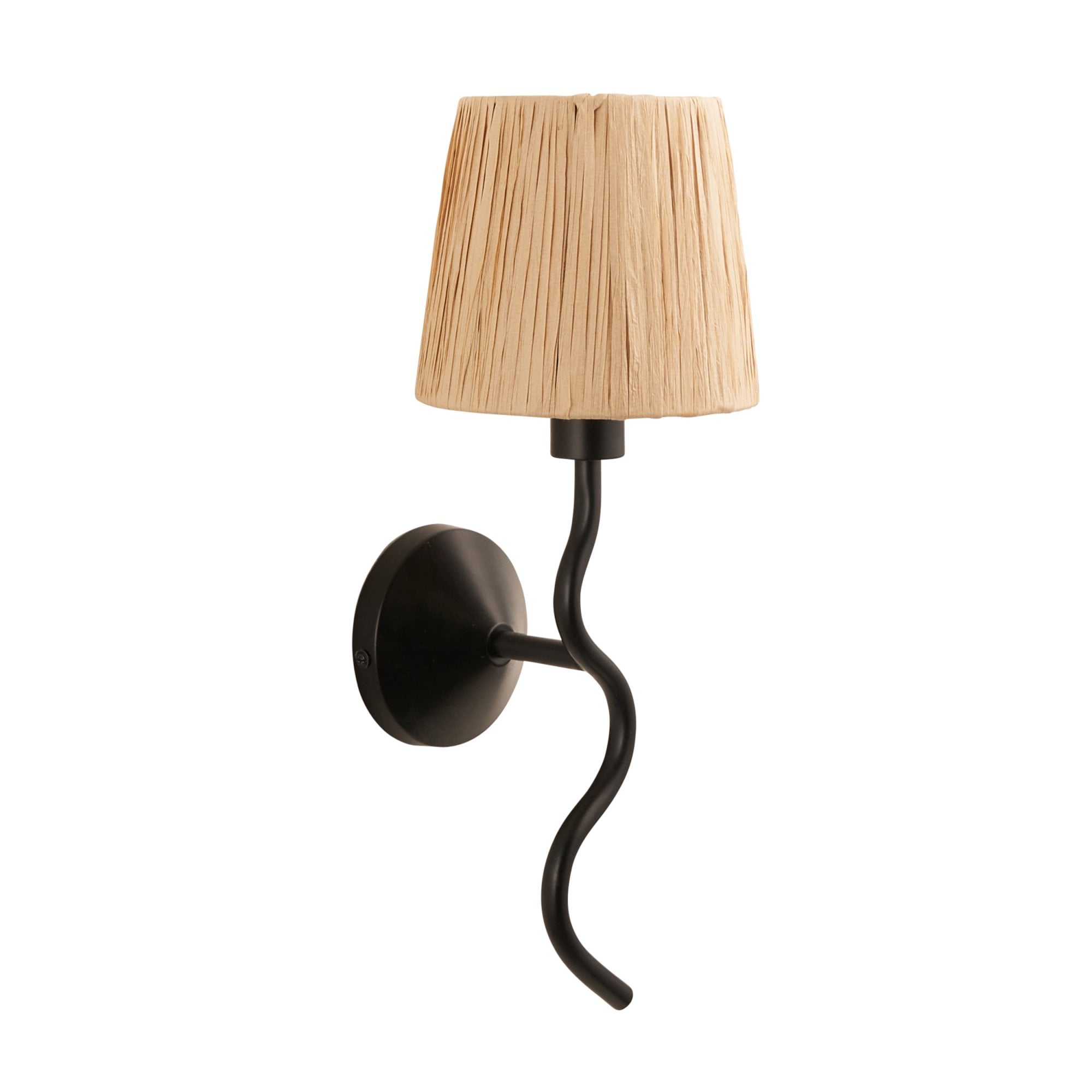 114226 Wriggle Wall Light Black & Natural Shade