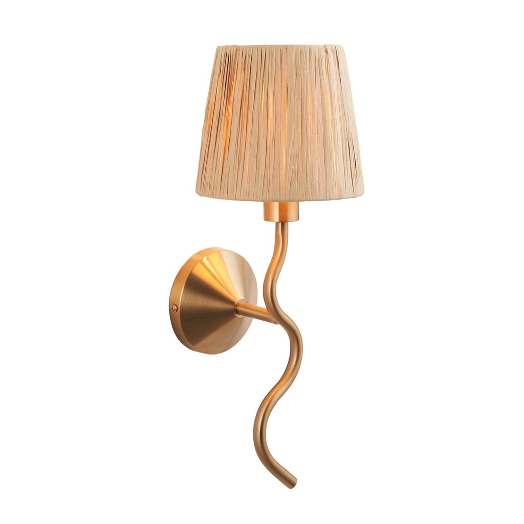114227 Wriggle Wall Light Aged Brass & Natural Shade