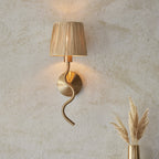 114227 Wriggle Wall Light Aged Brass & Natural Shade