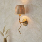 114227 Wriggle Wall Light Aged Brass & Natural Shade