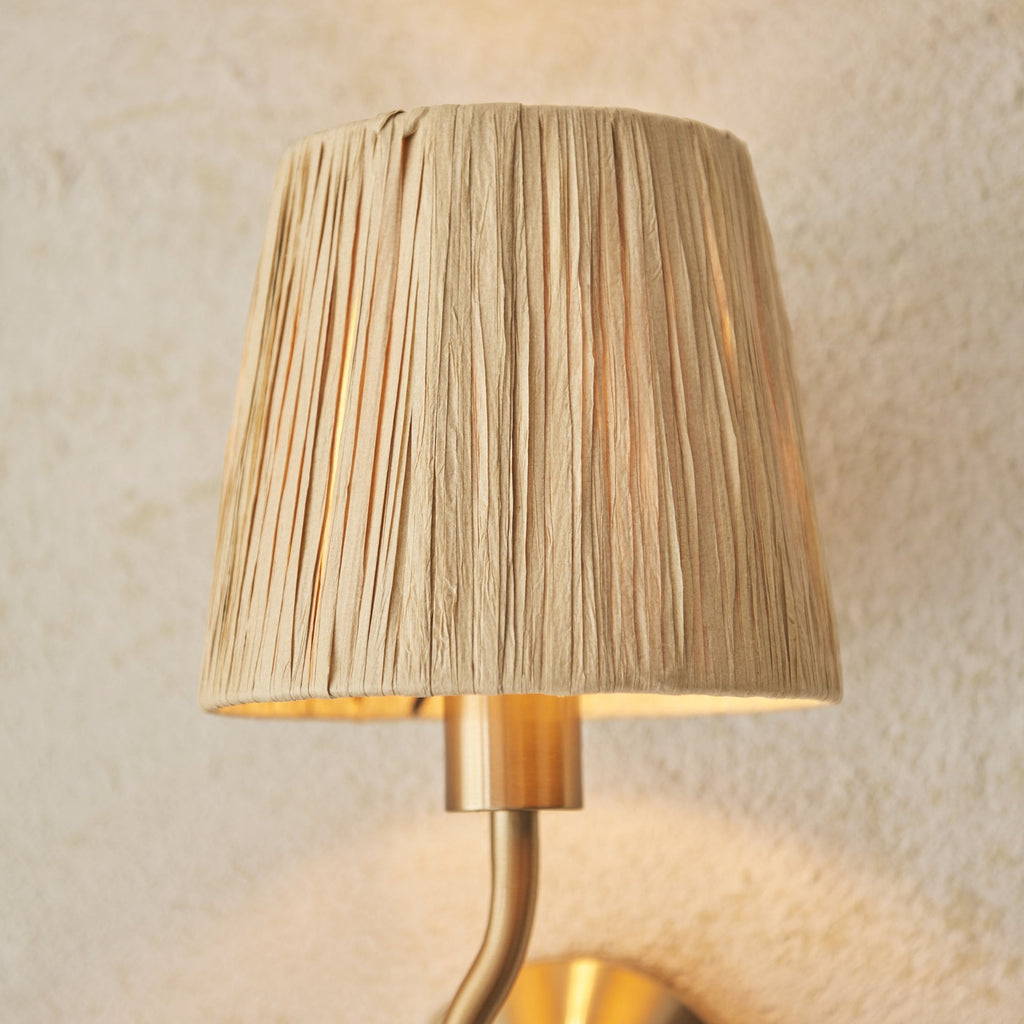 114227 Wriggle Wall Light Aged Brass & Natural Shade