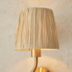 114227 Wriggle Wall Light Aged Brass & Natural Shade