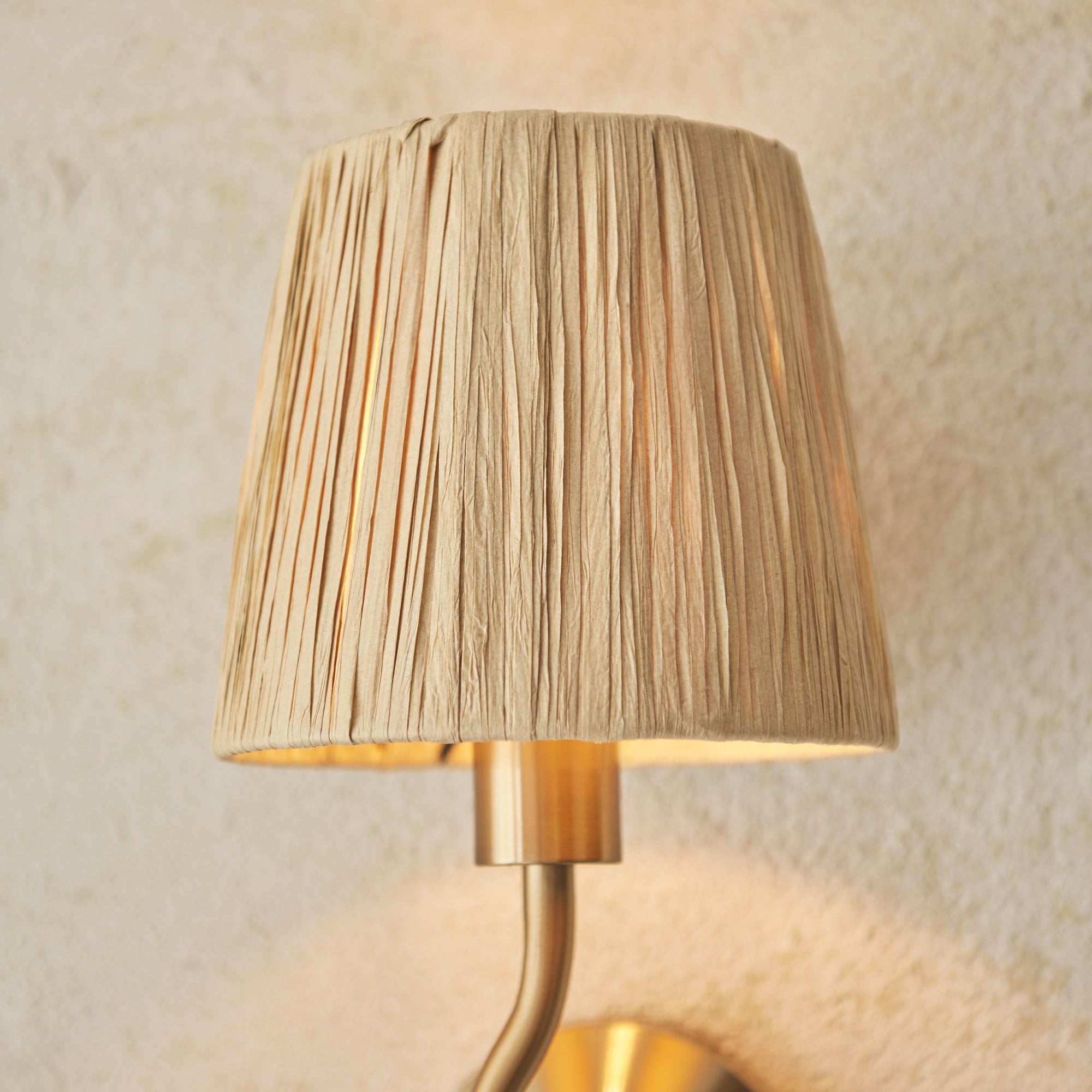 114227 Wriggle Wall Light Aged Brass & Natural Shade