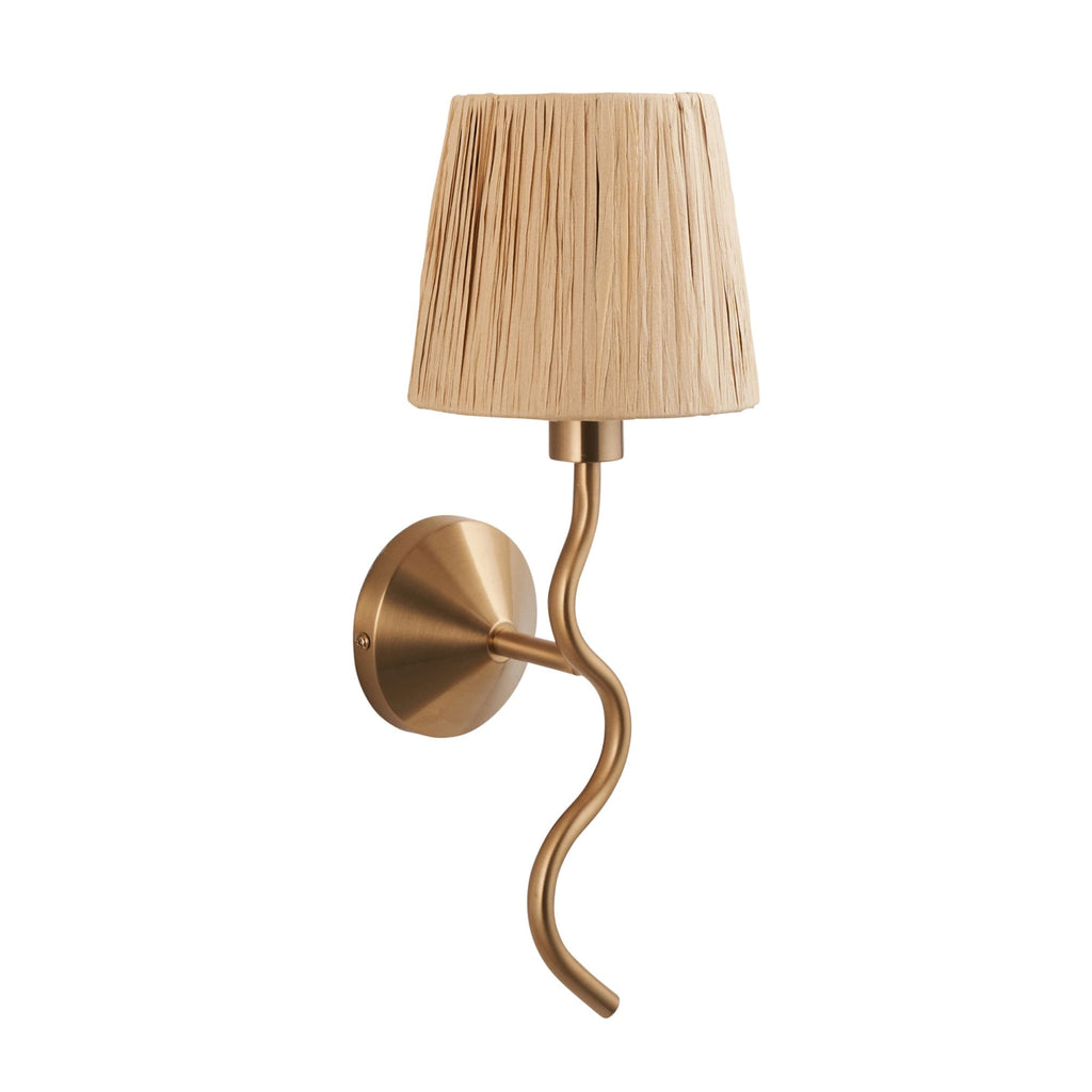 114227 Wriggle Wall Light Aged Brass & Natural Shade
