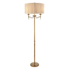 63620 Stanford Antique Brass Floor Lamp Beige Shade