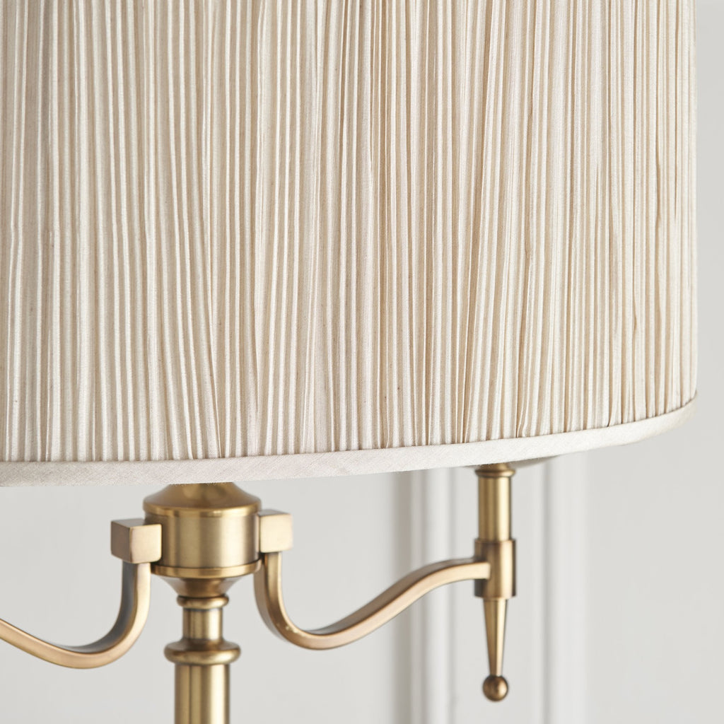 63620 Stanford Antique Brass Floor Lamp Beige Shade