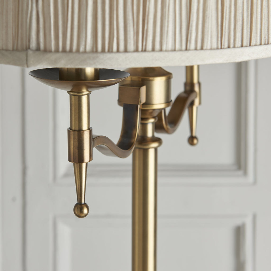 63620 Stanford Antique Brass Floor Lamp Beige Shade