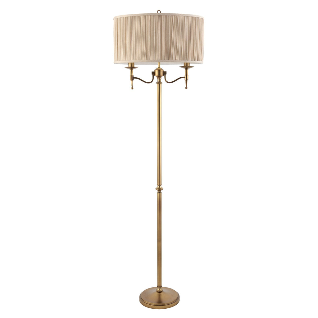 63620 Stanford Antique Brass Floor Lamp Beige Shade