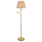 63621 Stanford Antique Brass Swing Arm Floor Lamp Beige Shade