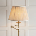 63621 Stanford Antique Brass Swing Arm Floor Lamp Beige Shade