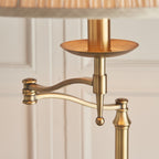 63621 Stanford Antique Brass Swing Arm Floor Lamp Beige Shade