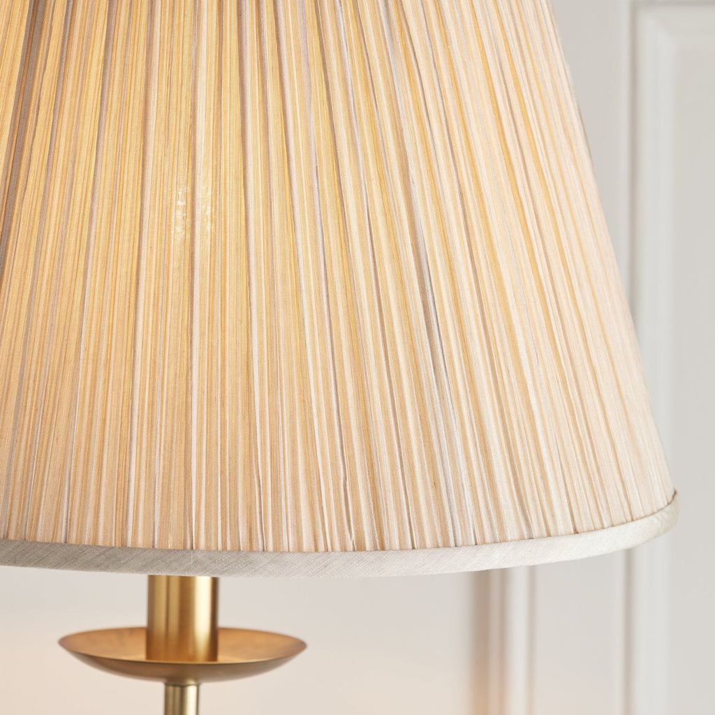63621 Stanford Antique Brass Swing Arm Floor Lamp Beige Shade