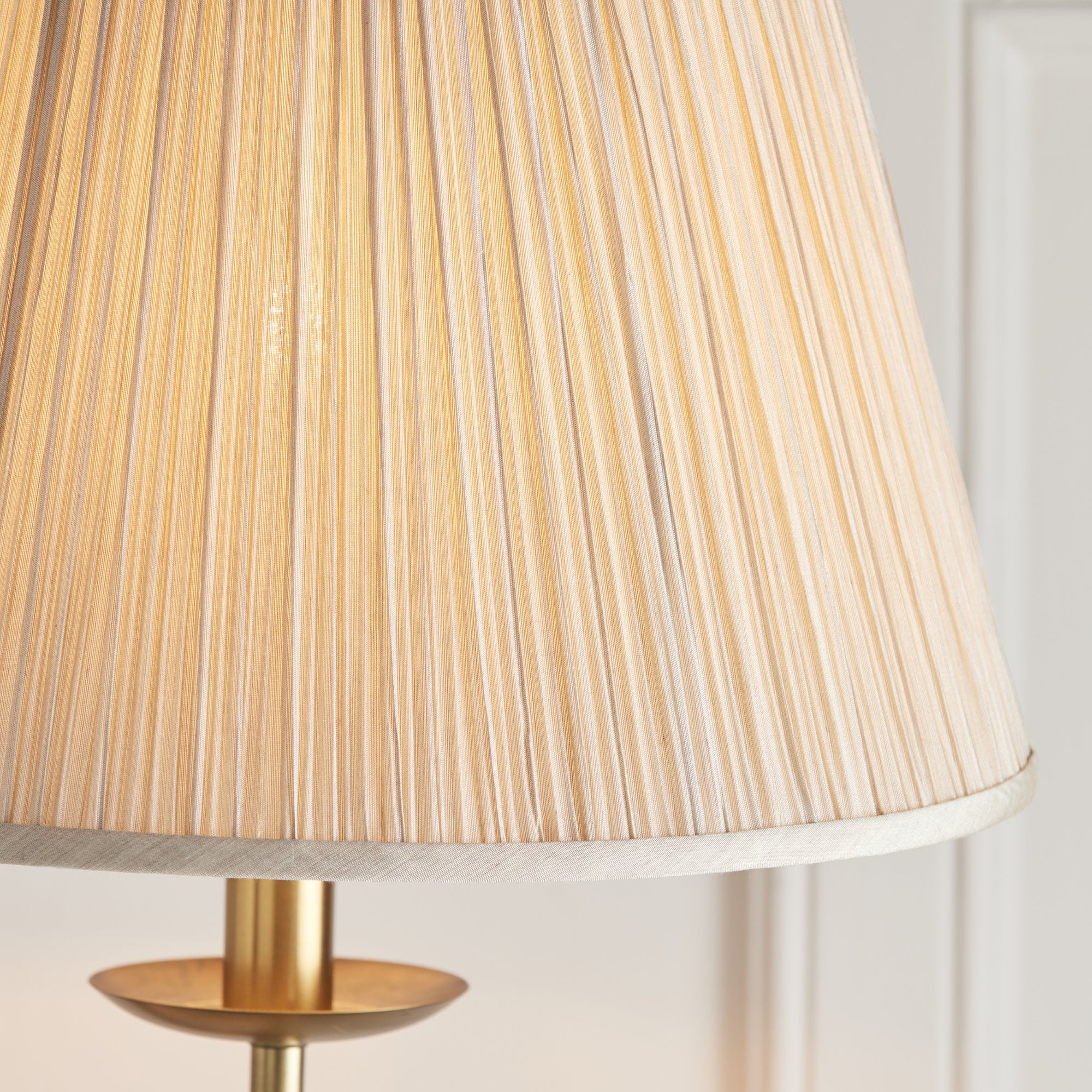 63621 Stanford Antique Brass Swing Arm Floor Lamp Beige Shade