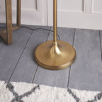 63621 Stanford Antique Brass Swing Arm Floor Lamp Beige Shade