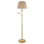 63621 Stanford Antique Brass Swing Arm Floor Lamp Beige Shade