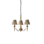63628 Stanford Antique Brass 3 Light Pendant Beige Shades