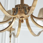 63629 Stanford Antique Brass 8 Light Pendant Beige Shades