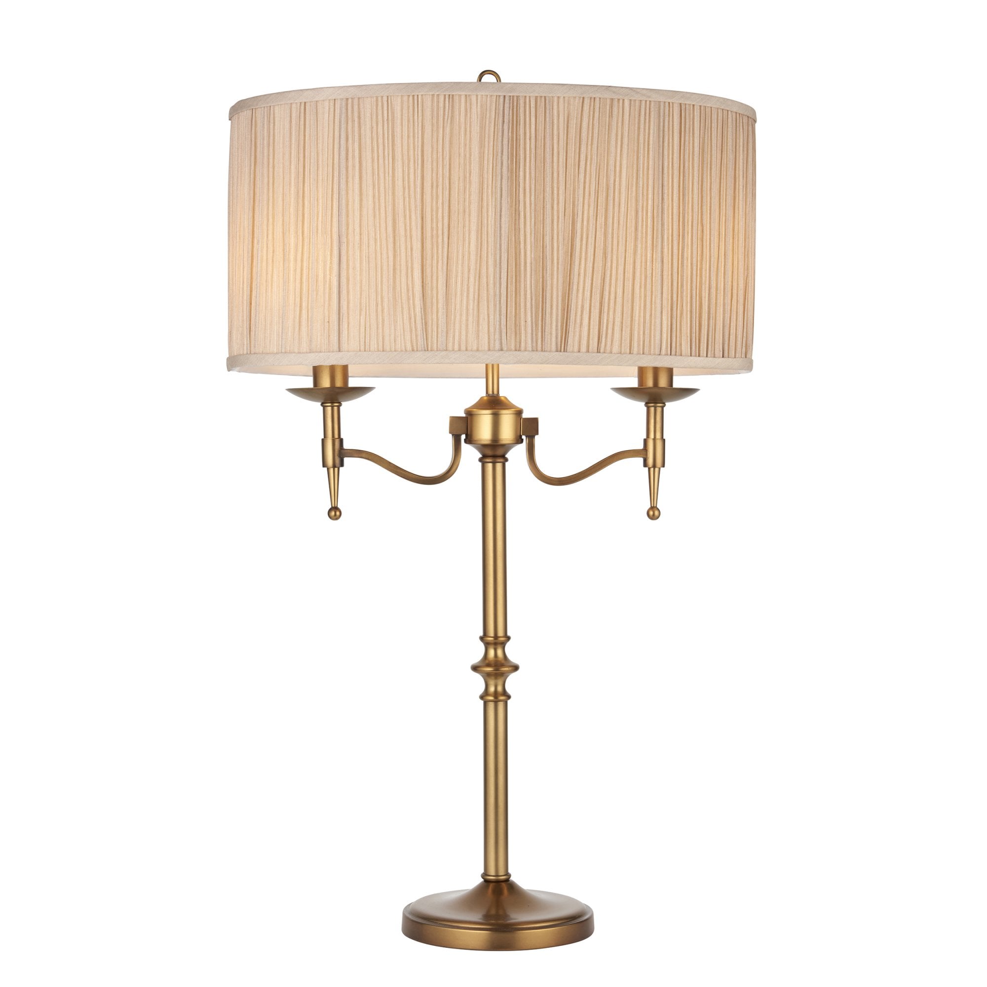 63648 Stanford Antique Brass Table Lamp Beige Shade