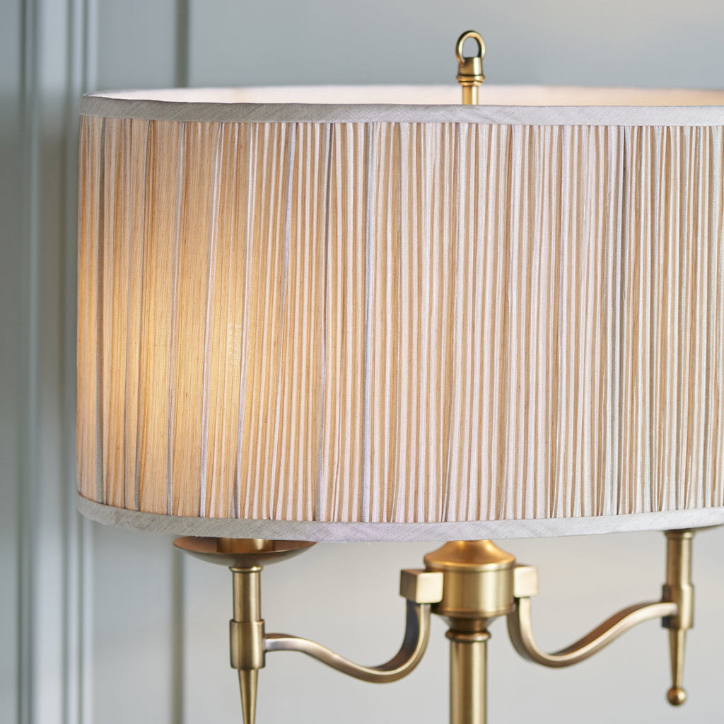 63648 Stanford Antique Brass Table Lamp Beige Shade