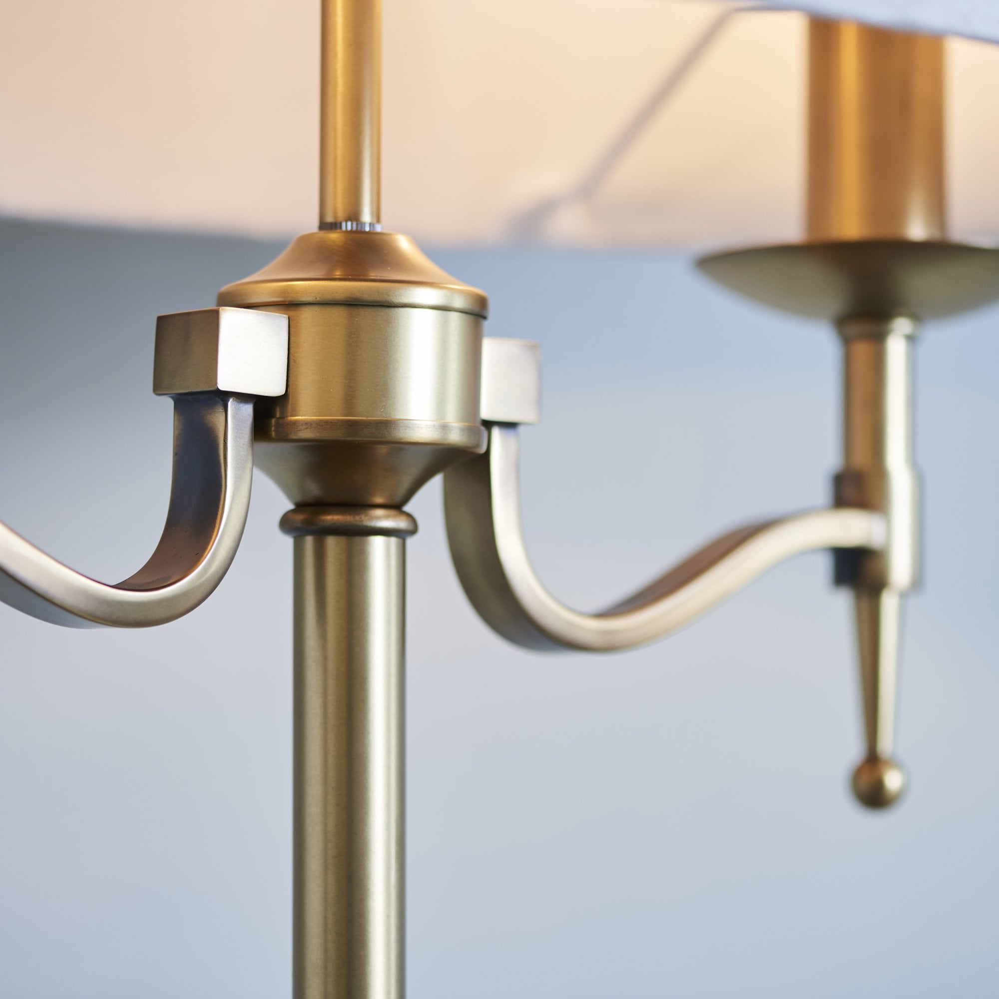 63648 Stanford Antique Brass Table Lamp Beige Shade