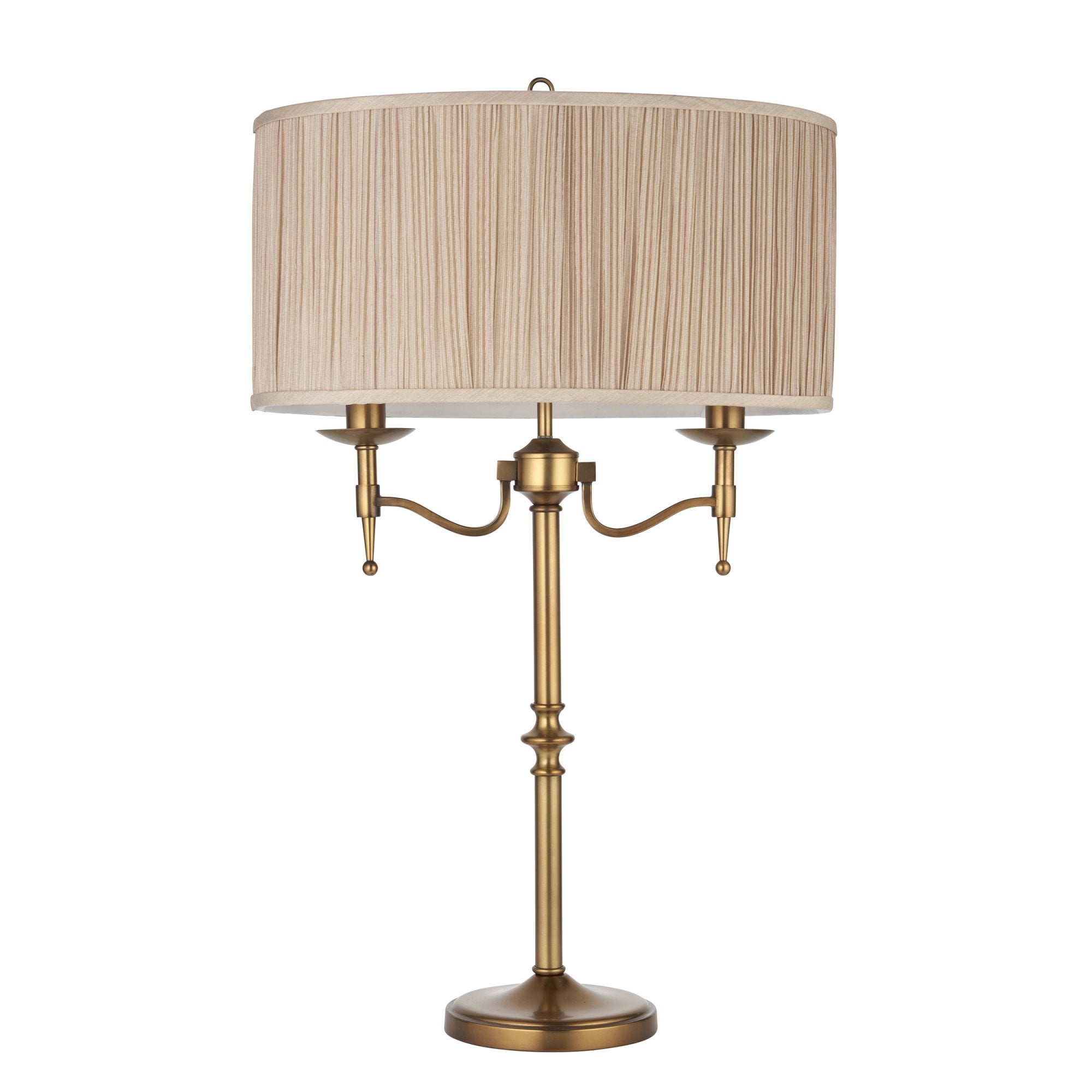 63648 Stanford Antique Brass Table Lamp Beige Shade