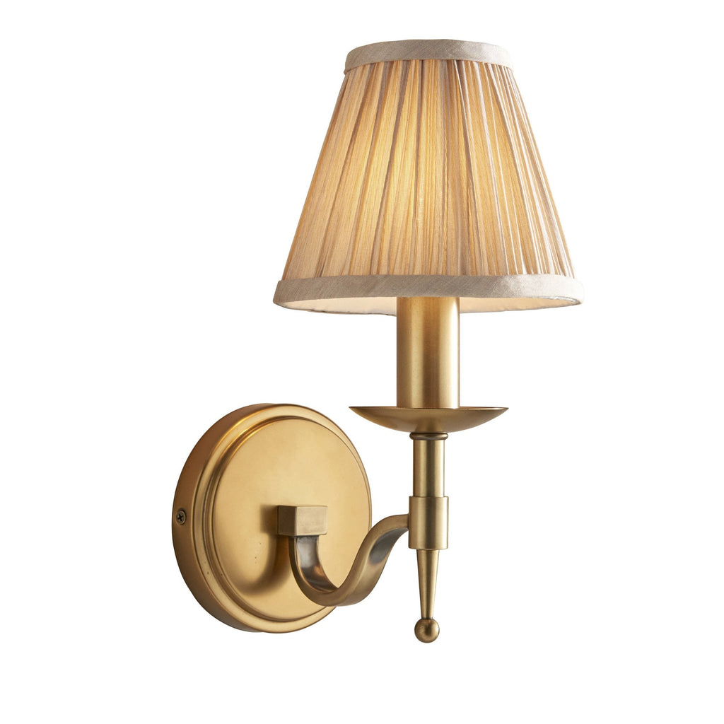 63653 Stanford Antique Brass Single Wall Light Beige Shade