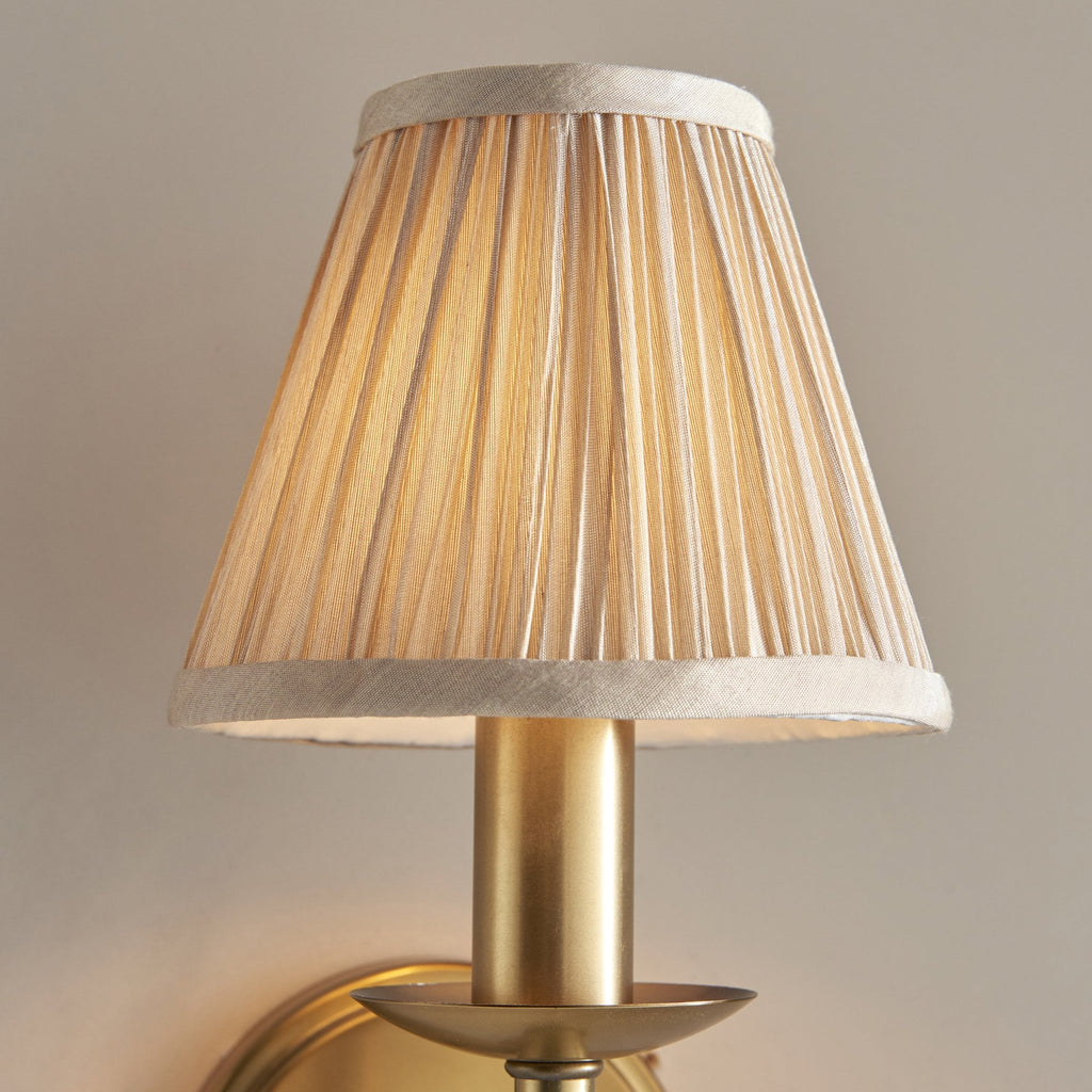 63653 Stanford Antique Brass Single Wall Light Beige Shade
