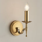 63653 Stanford Antique Brass Single Wall Light Beige Shade