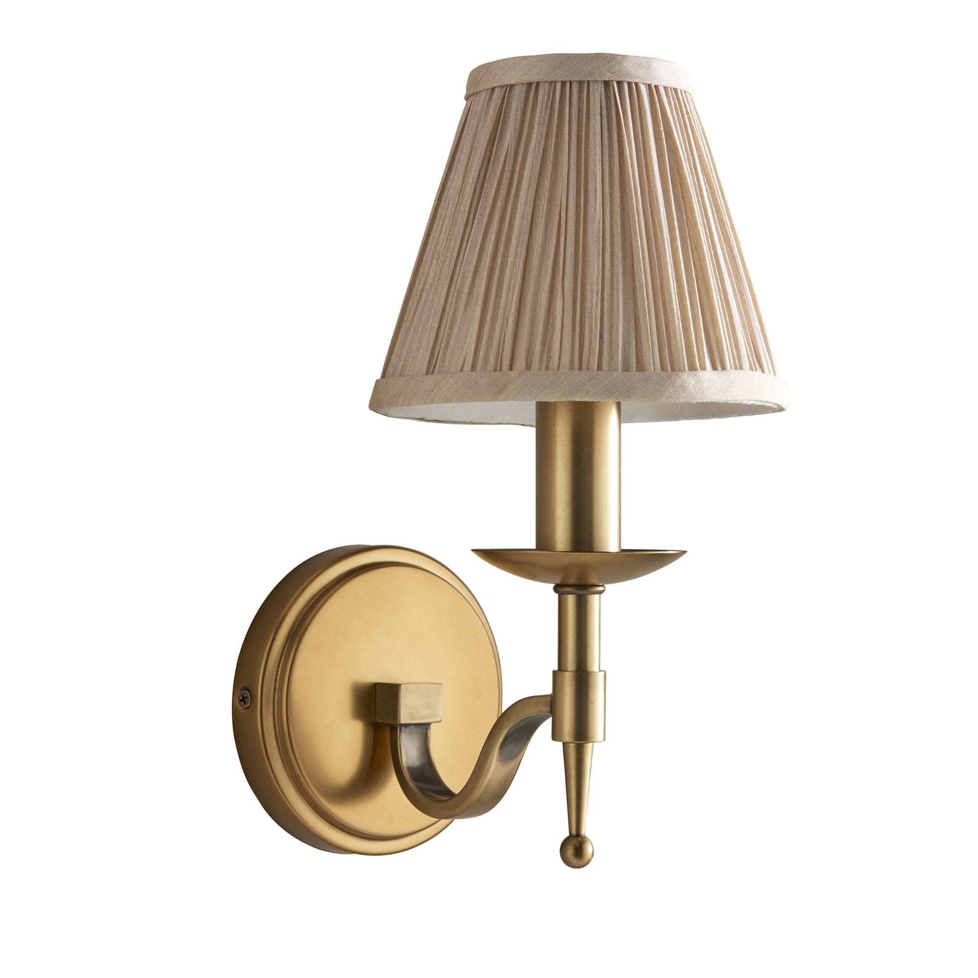 63653 Stanford Antique Brass Single Wall Light Beige Shade