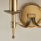 63654 Stanford Antique Brass Twin Wall Light Beige Shades
