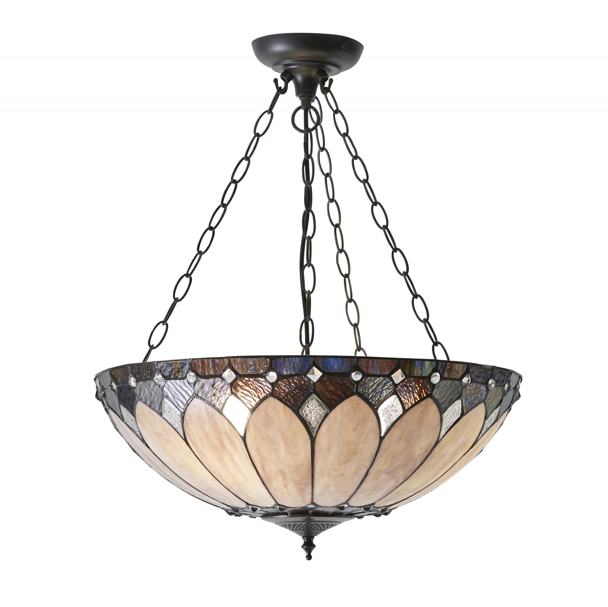 63976 Brooklyn Tiffany Large Inverted 3 Light Pendant