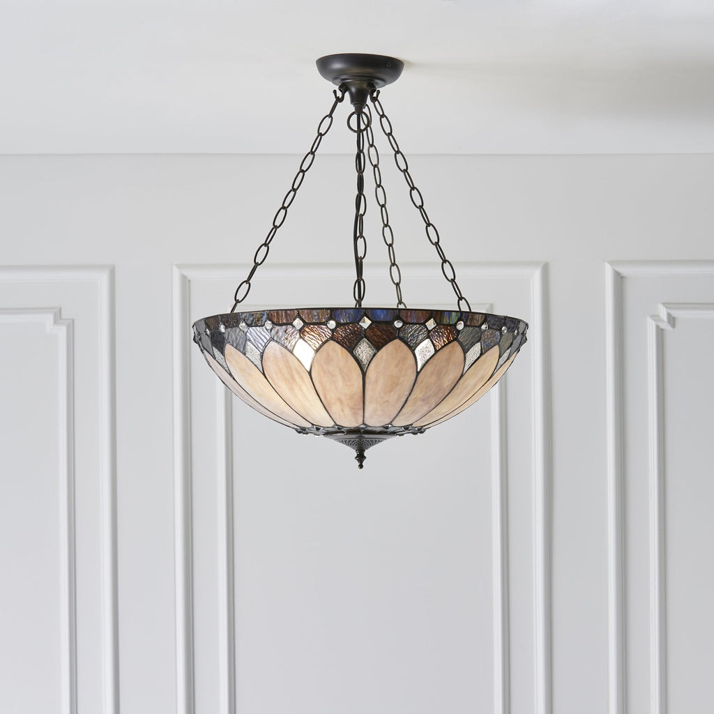 63976 Brooklyn Tiffany Large Inverted 3 Light Pendant
