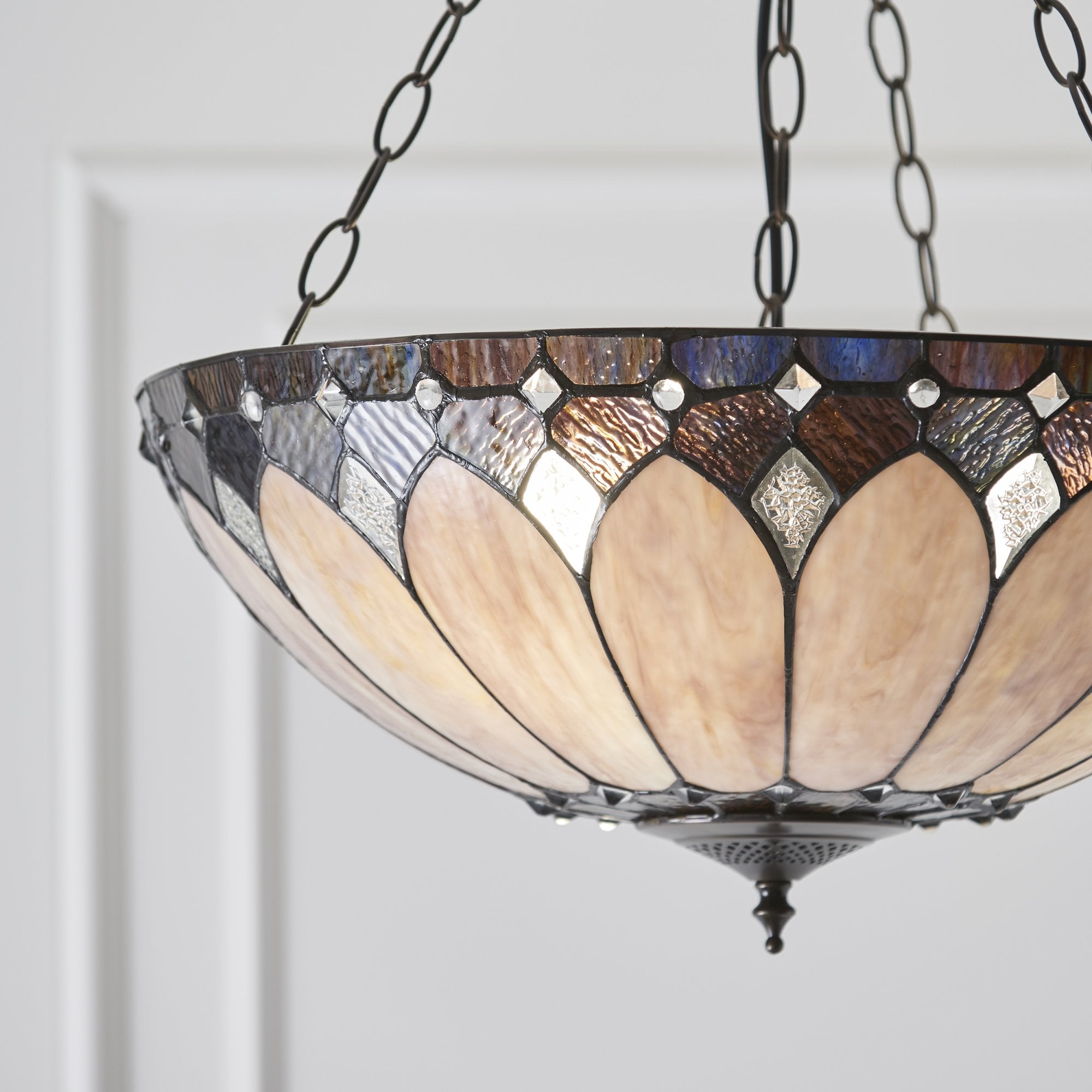 63976 Brooklyn Tiffany Large Inverted 3 Light Pendant