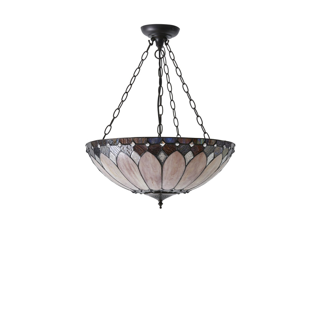 63976 Brooklyn Tiffany Large Inverted 3 Light Pendant