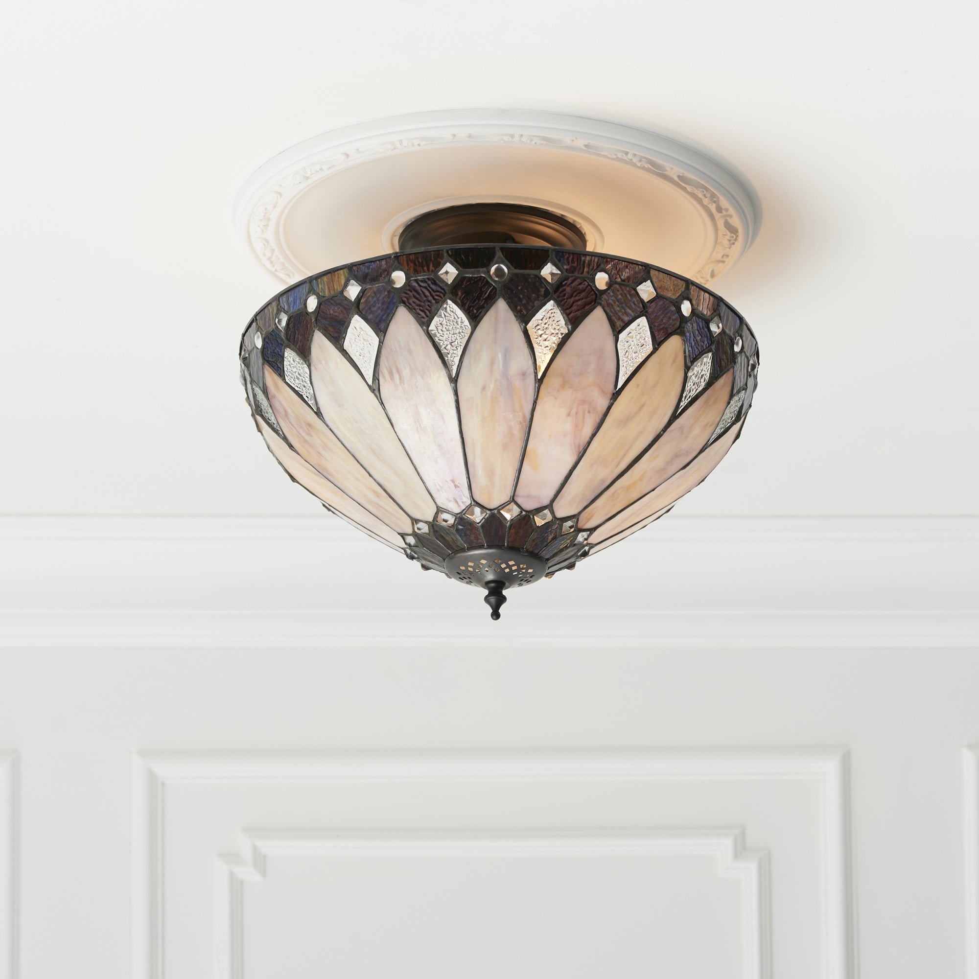 63978 Brooklyn Tiffany Medium 3 Light Semi Flush