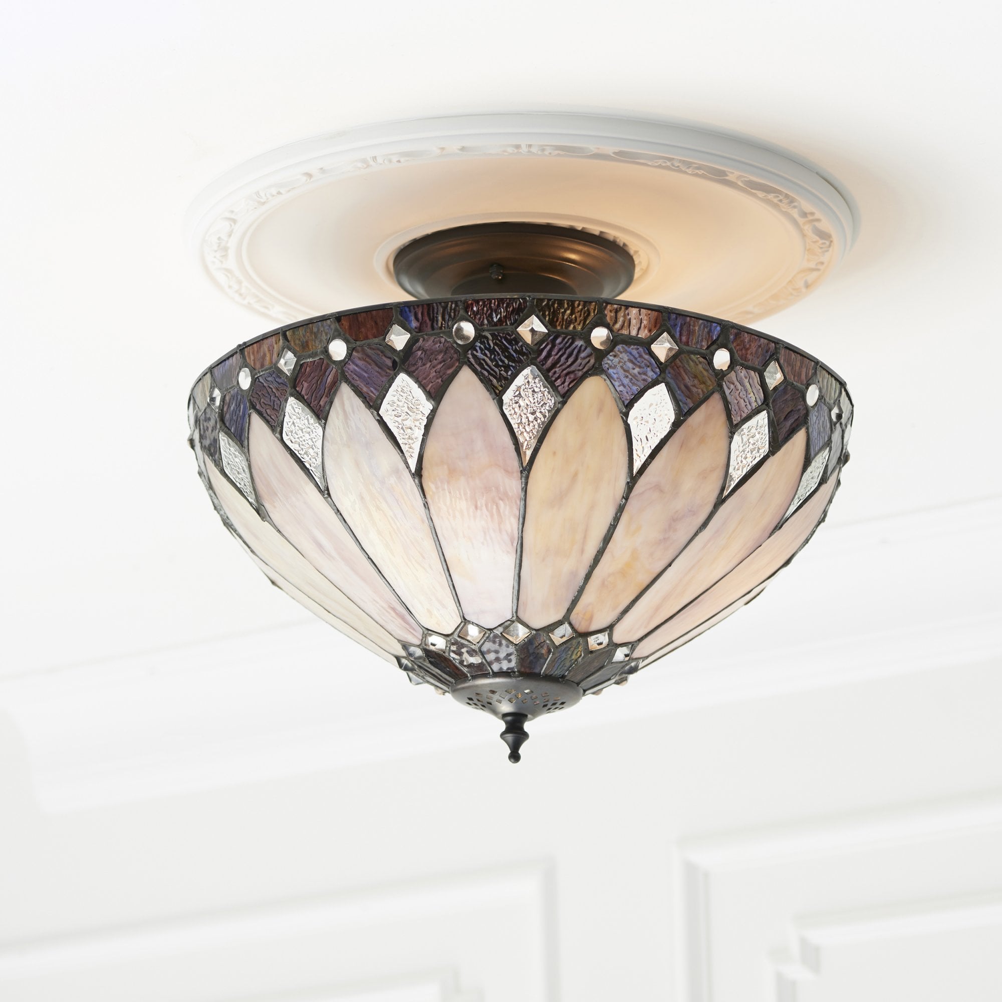 63978 Brooklyn Tiffany Medium 3 Light Semi Flush