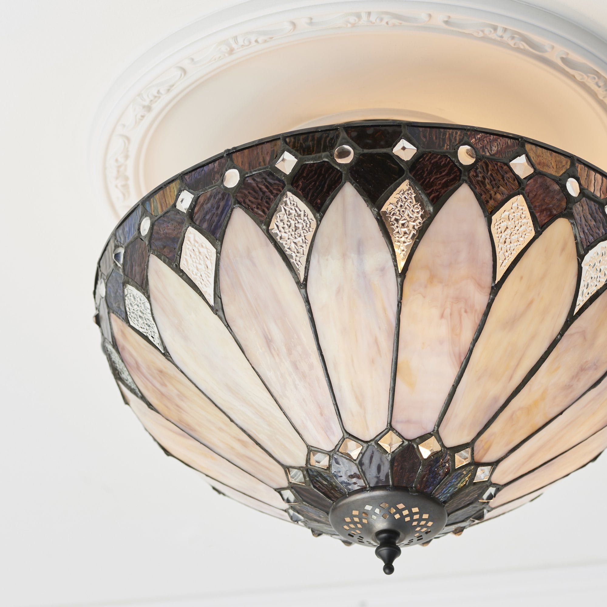 63978 Brooklyn Tiffany Medium 3 Light Semi Flush