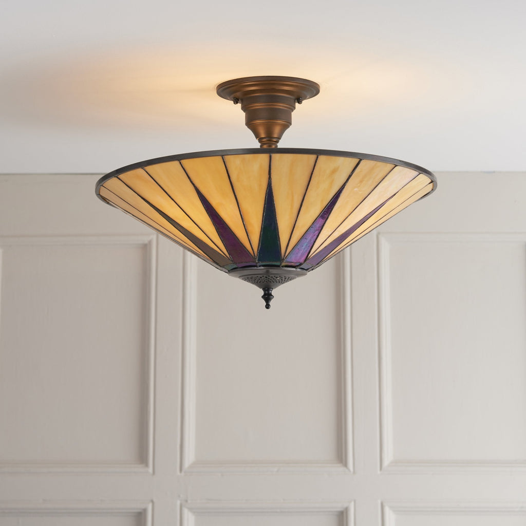 64043 Dark Star Tiffany Large 3 Light Semi Flush
