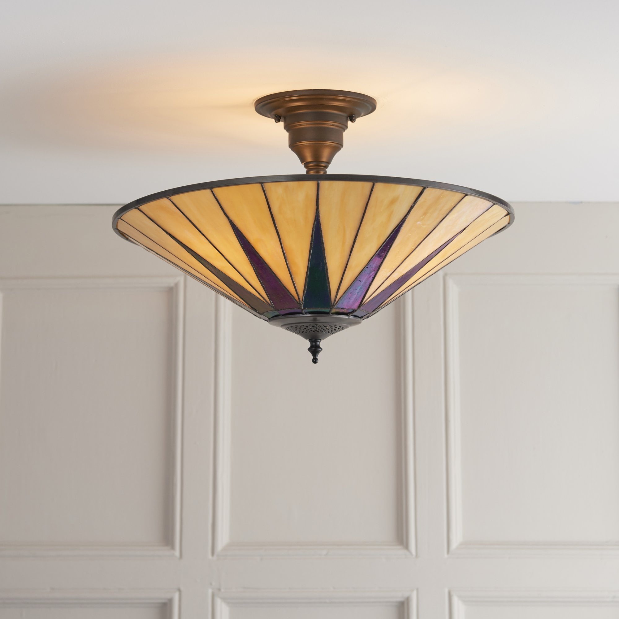 64043 Dark Star Tiffany Large 3 Light Semi Flush