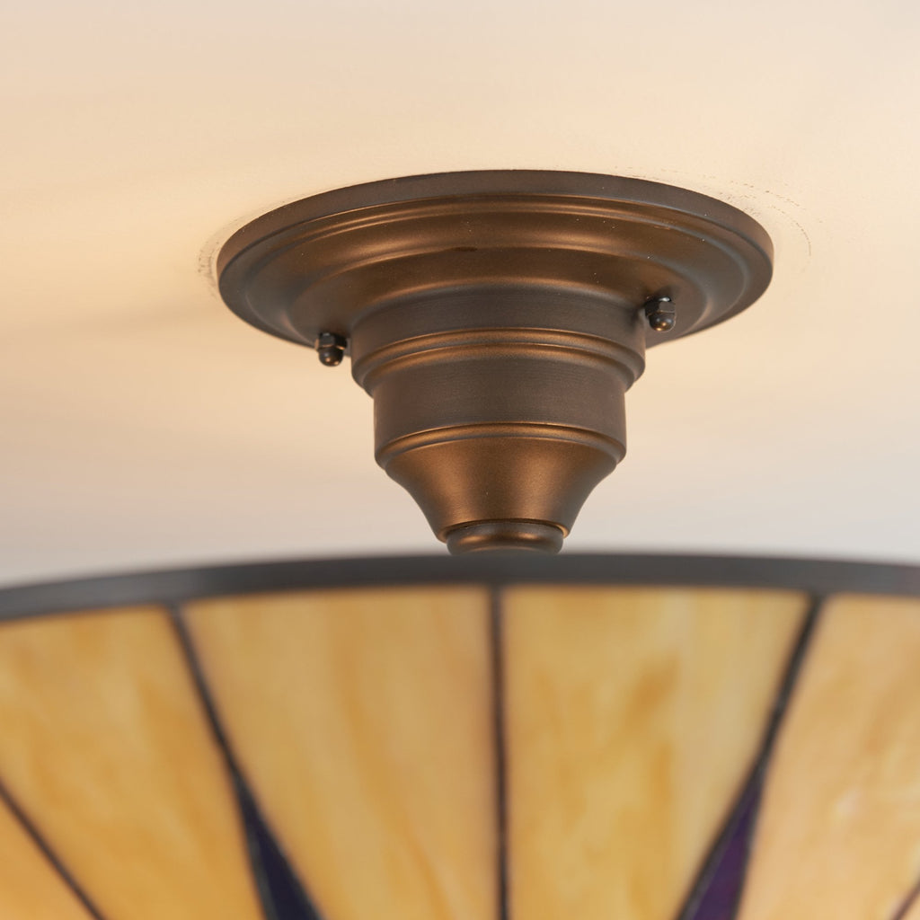 64043 Dark Star Tiffany Large 3 Light Semi Flush